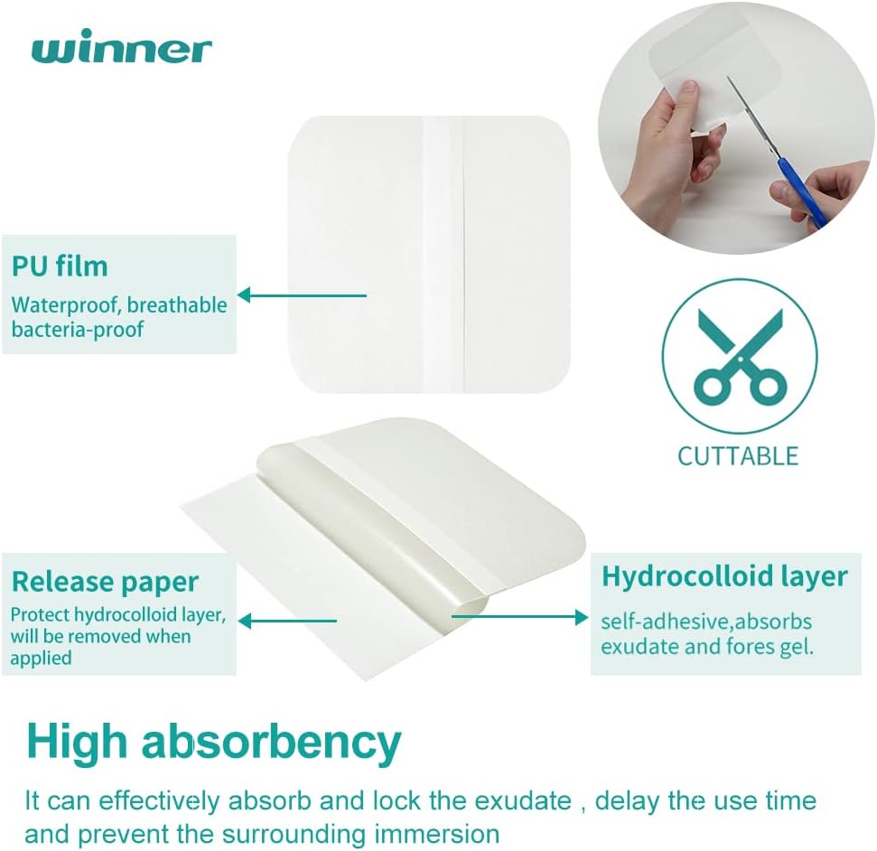 Detalle de Winner Medical Hydrocolloid Dressing 10cm x 10cm – 0.5mm, 10 Dressings
