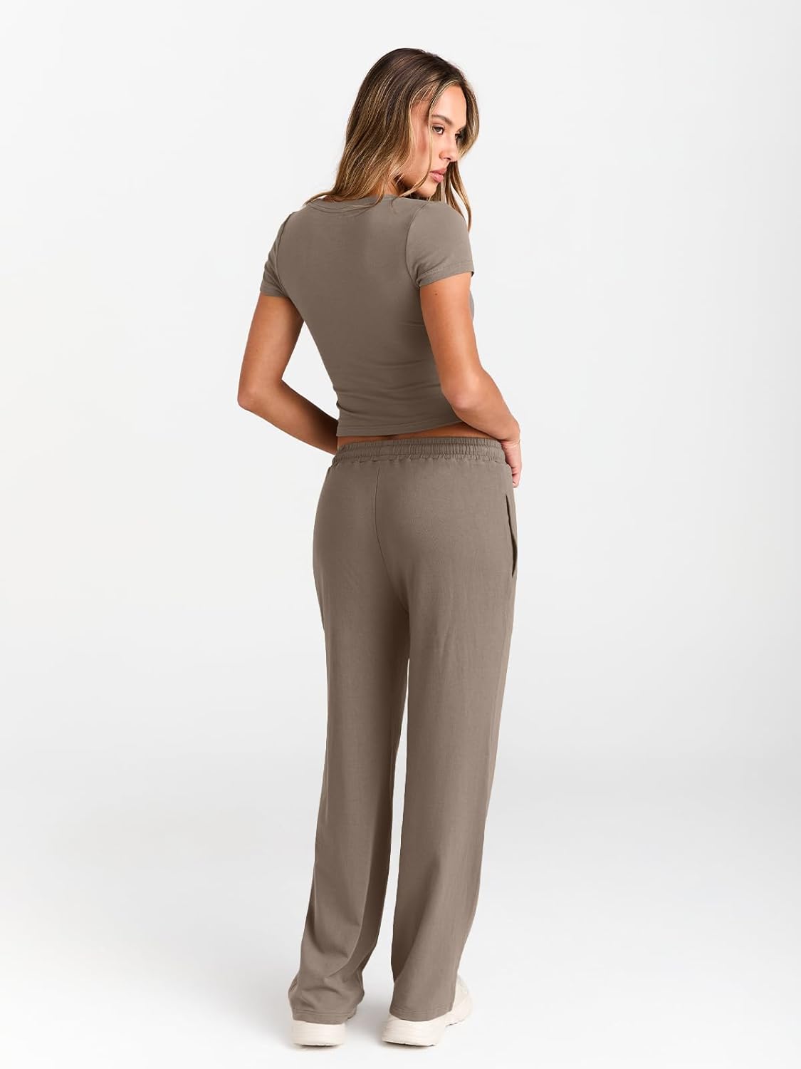 Detalle de LILLUSORY 2 Piece Lounge Wear Set for Women – UK Casual Rayon-Spandex, Elastic Wide-Leg Marks a Relaxed yet Flattering Look