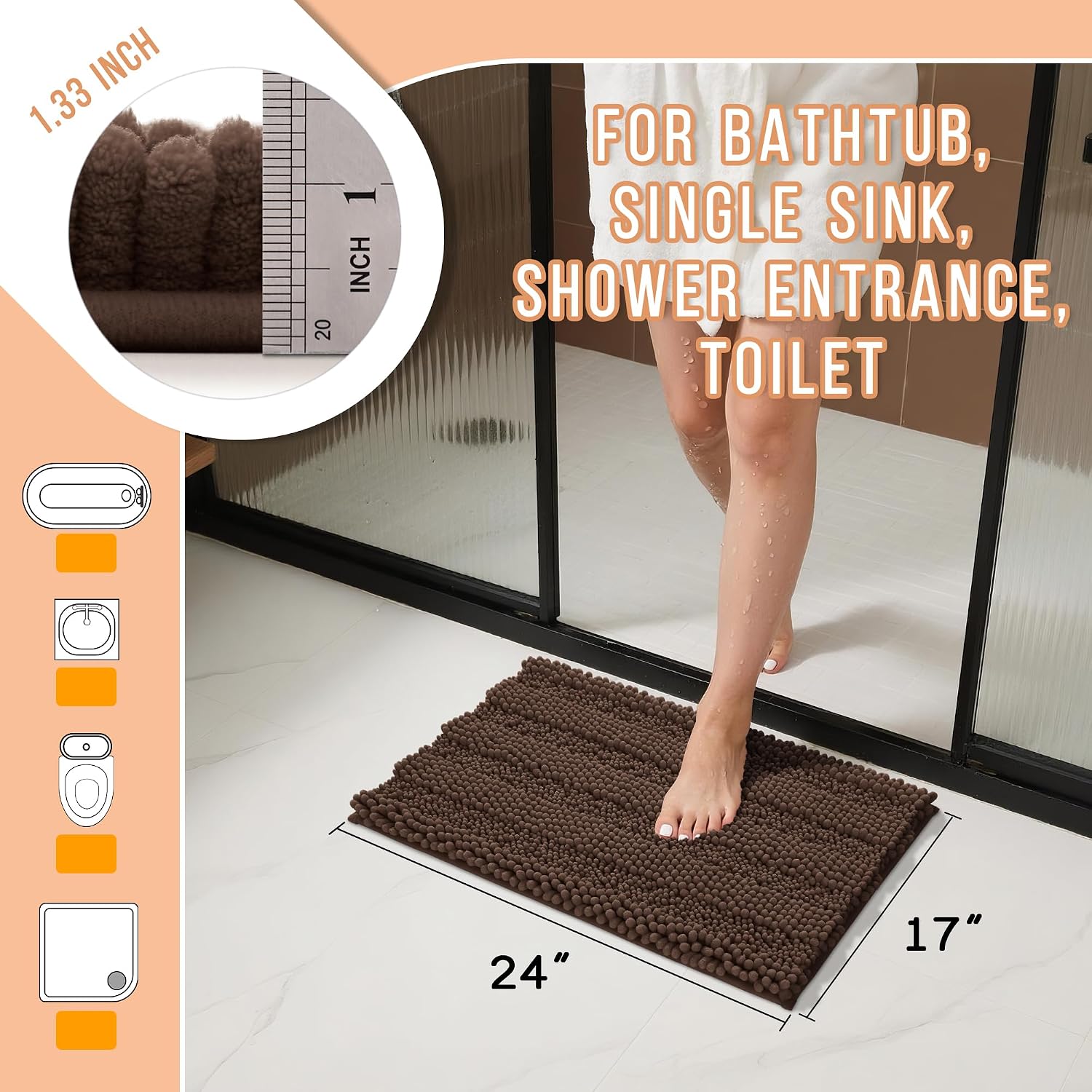 Detalle 2 de Yimobra Bathroom Rug Mat 24 x 17 bath mat