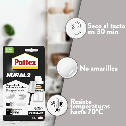 Thumbnail 3 de Pattex Nural 2 Reparador de esmalte y porcelana – esmalte blanco para desconchados, golpes y rozaduras (1 x 50 g)