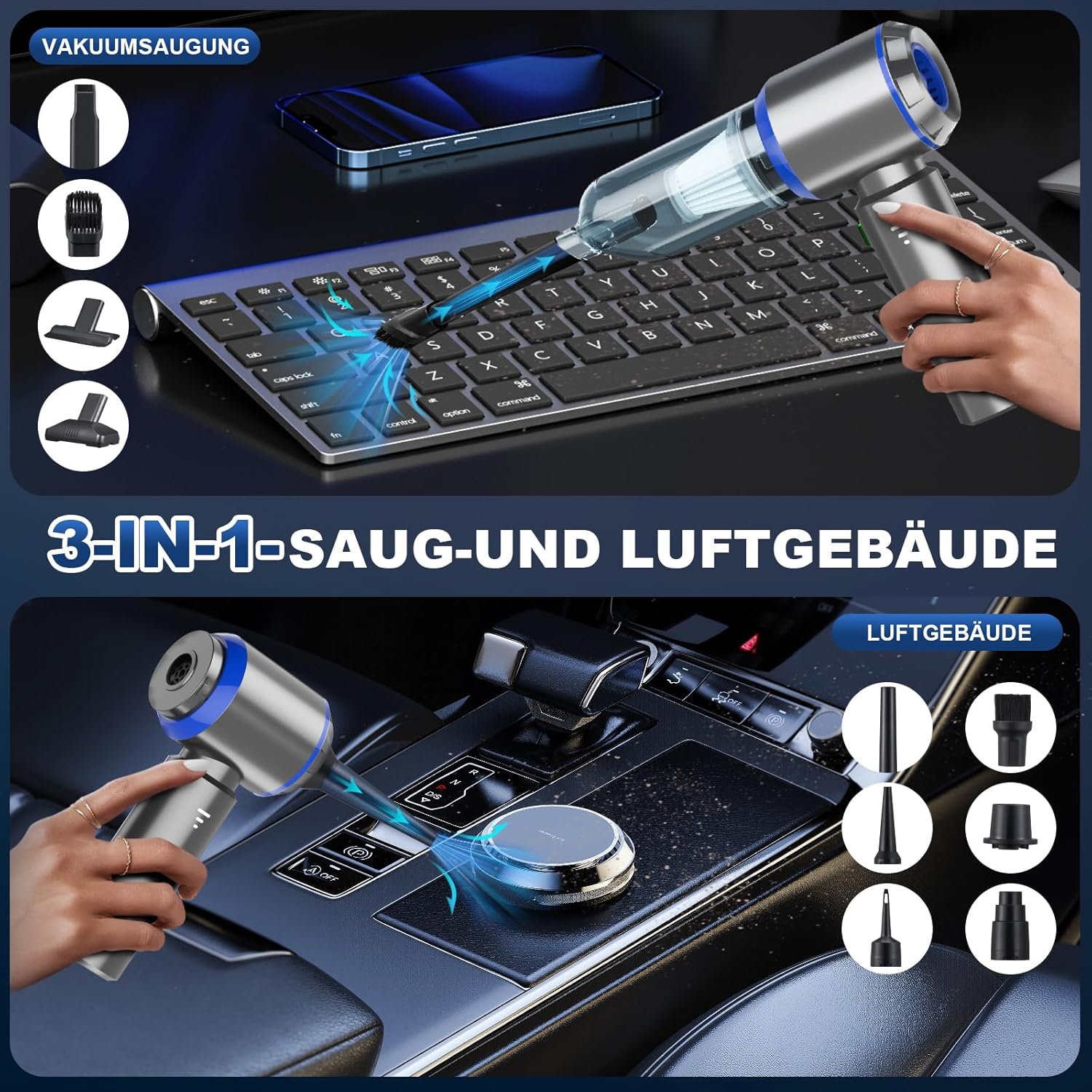 Thumbnail 1 de Handstaubsauger Akku 6000 mAh 3-in-1 🧹