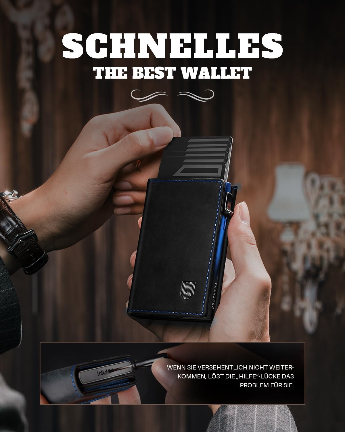 Detalle 1 de DODENSHA MagSnap Slim Geldbörse für 10 Karten