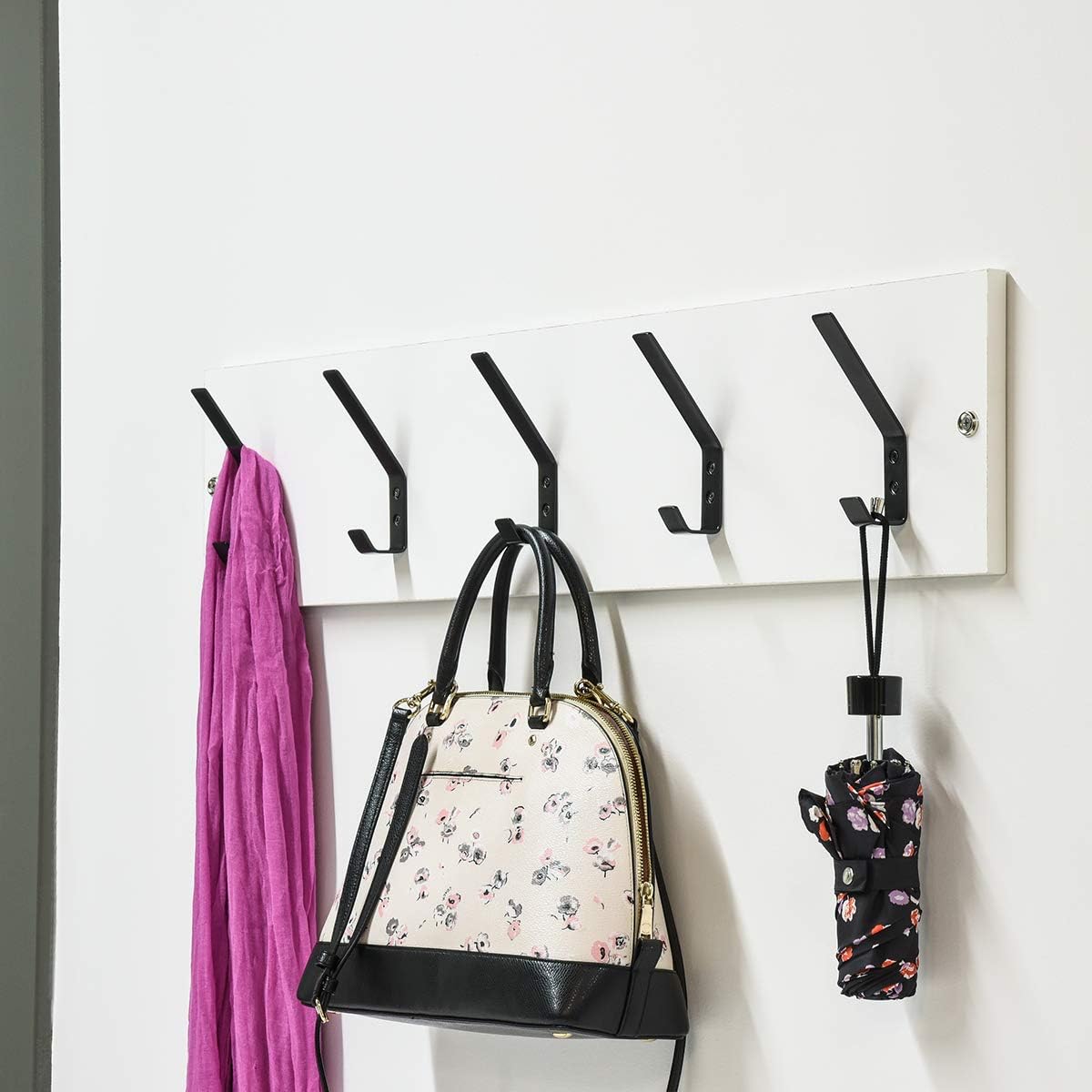 Thumbnail 5 de Amazon Basics AB6000-FB-5 Drywall Coat Hook, Matt Black – 5 Pack