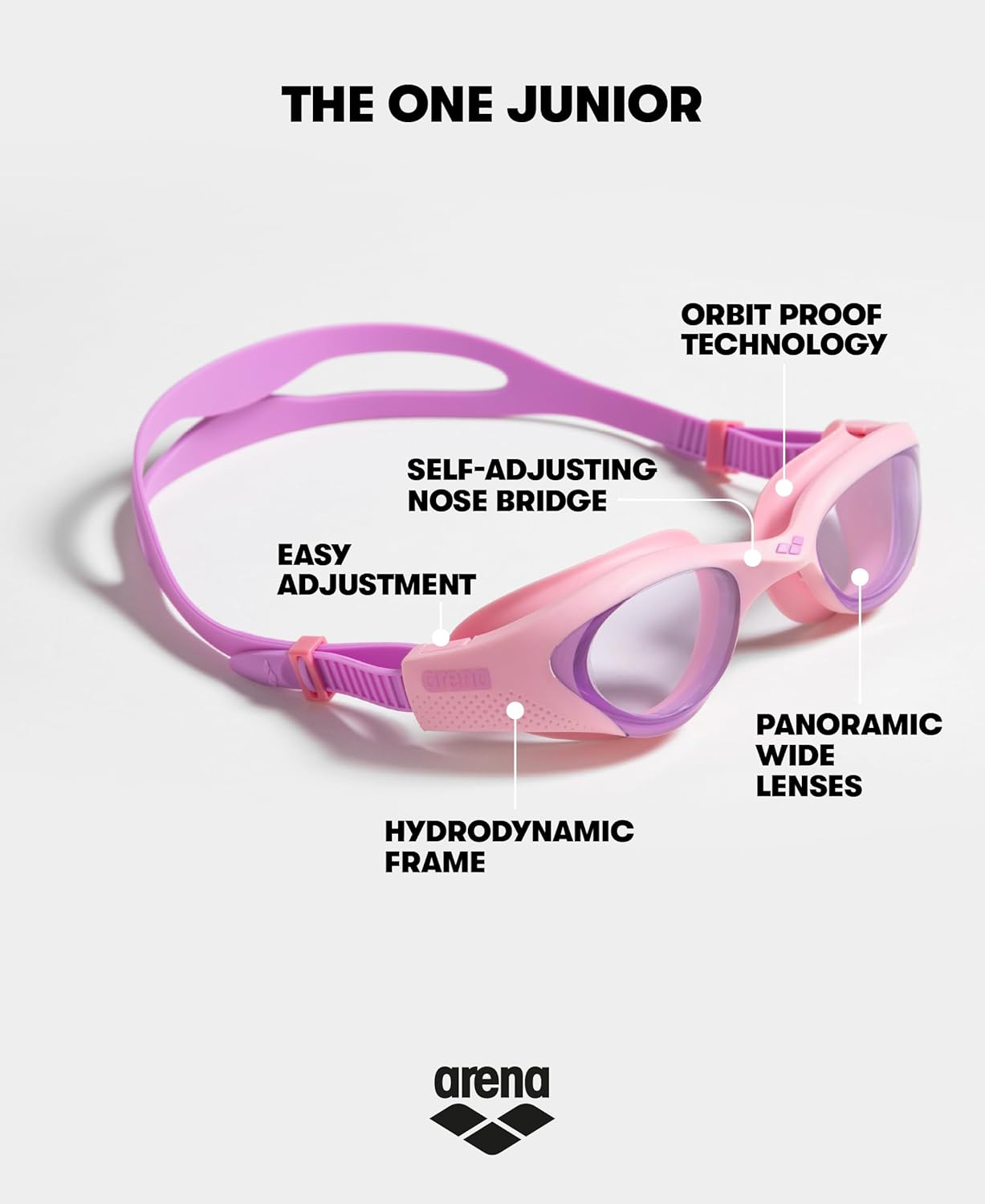 Detalle de ARENA The One Junior Goggles – lunettes de natation pour enfants (6–12 ans)