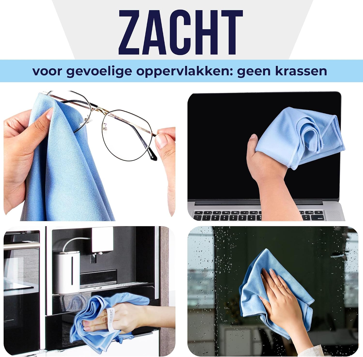 Detalle 2 de culiclean ISCHOMFP4060BLBL02 glazenpoetsdoeken, blauw, 2 x 40 x 60 cm