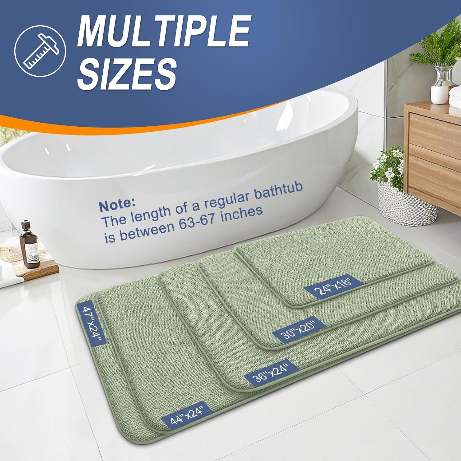 Thumbnail 4 de OLANLY Thick Memory Foam Bath Mat 30x20