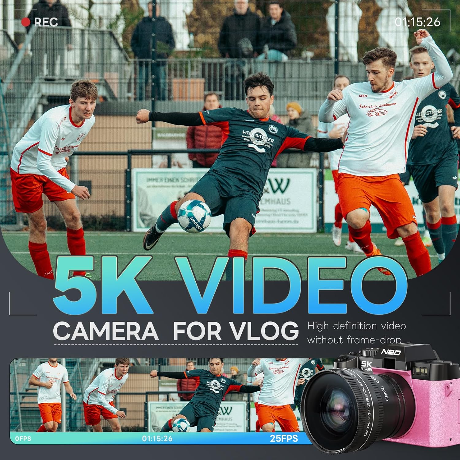 Thumbnail 2 de NBD 5K 64MP Digital Camera with Wi‑Fi & App Control, 16x Zoom, 180° Flip Screen