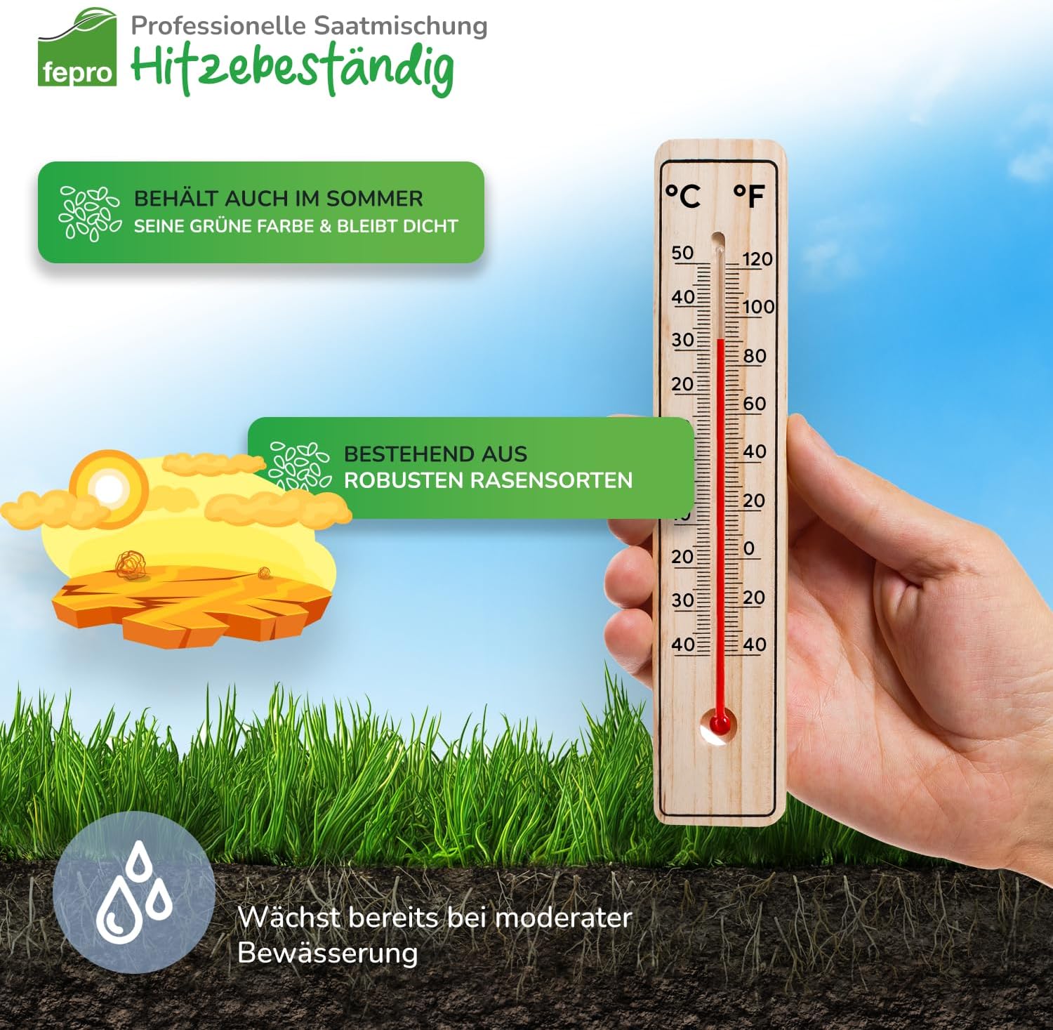 Thumbnail 3 de 10 kg Rasensamen trocken- & dürreresistent für Trockenrasen und Schattenrasen – schnellkeimend, für Neu- und Nachsaat (bis 400 m²)