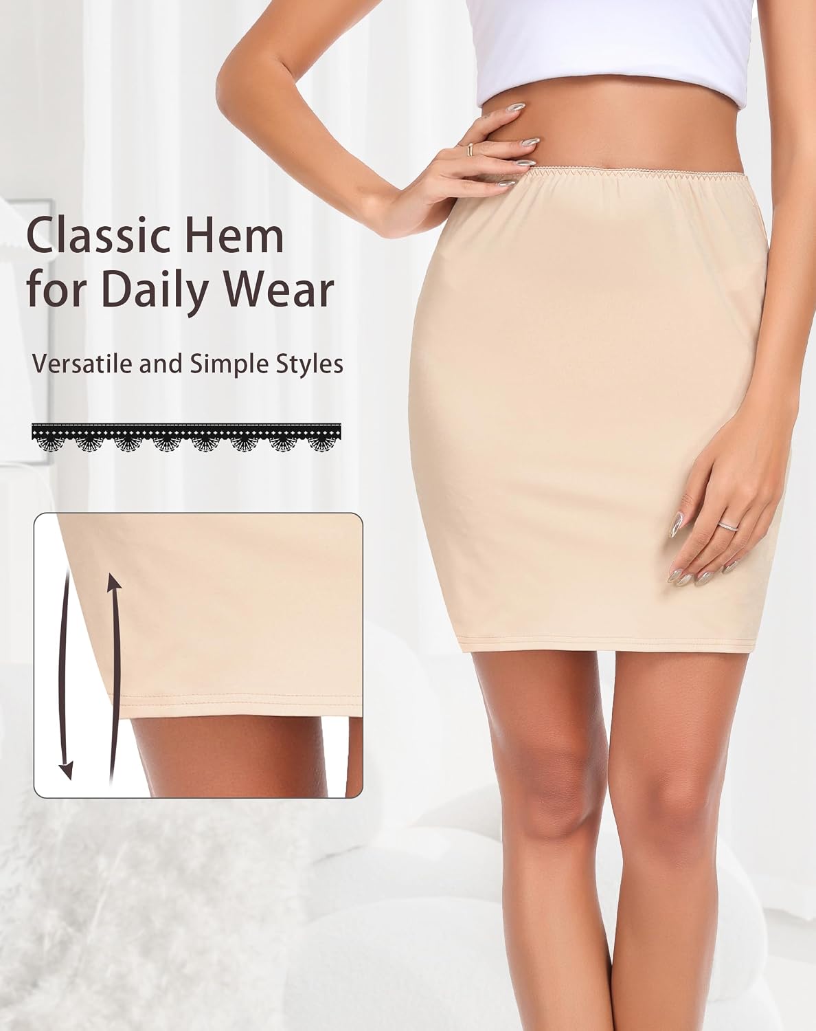 Detalle de Vlazom Women's Half Slips: Soft, Stretchy Underskirt for Everyday Comfort (UK 6–20)