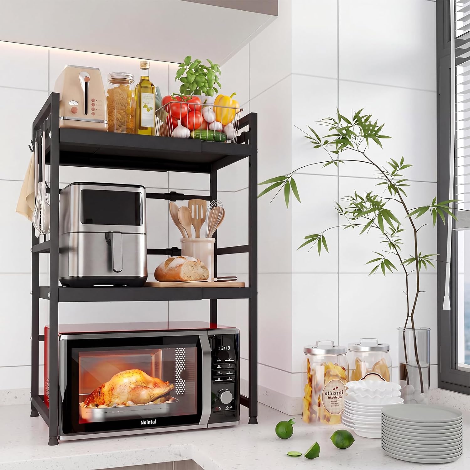 Detalle 2 de Mointal Mikrowellenregal 3-stufig, 50 kg