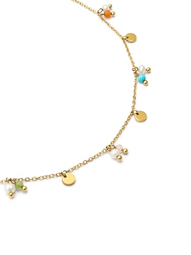 Thumbnail 2 de SINGULARU Collar Shamira: acero bañado en oro 18K con perlas cultivadas y piedras naturales