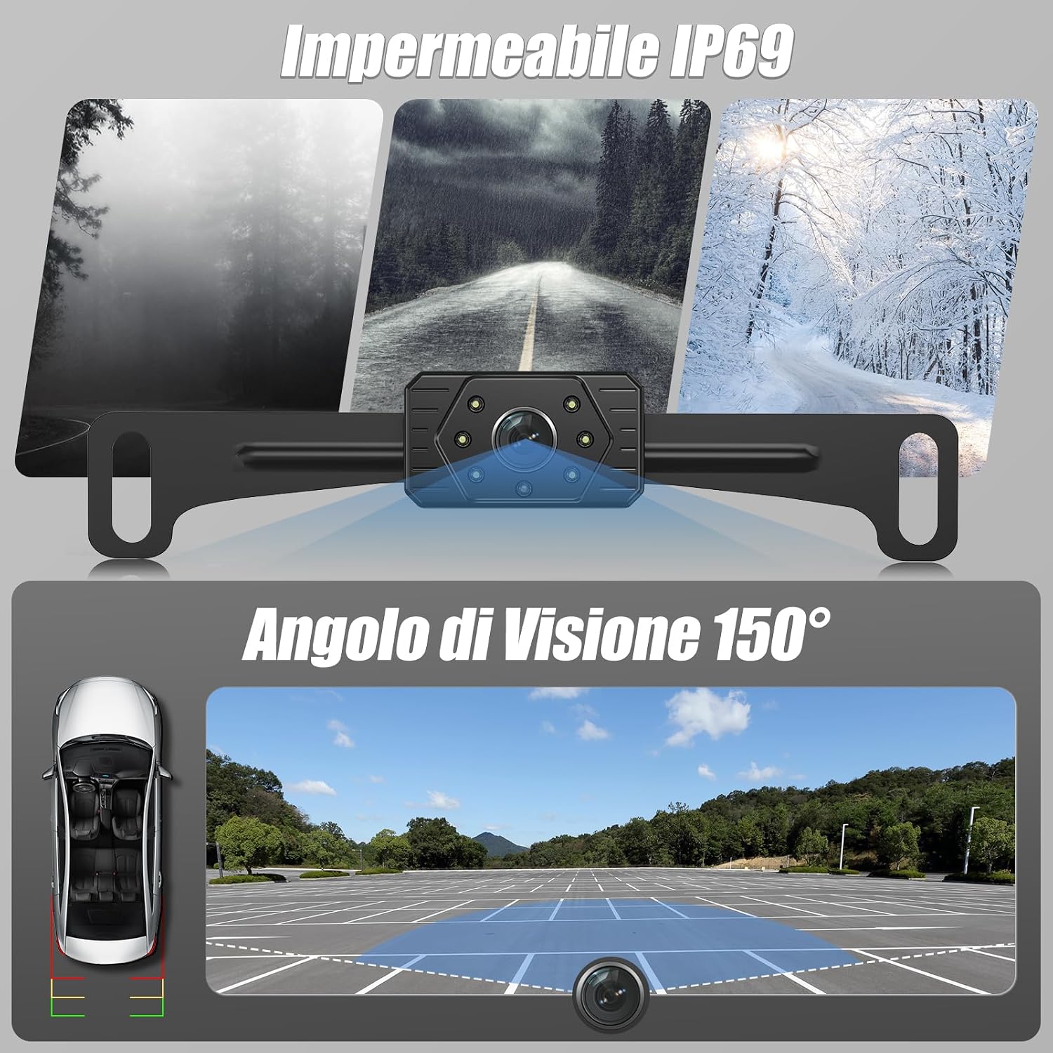 Detalle de Vastend Sistema Wireless Telecamera di Retromarcia con Monitor da 5'' 1080P HD – IP67, Visione Notturna, 200m