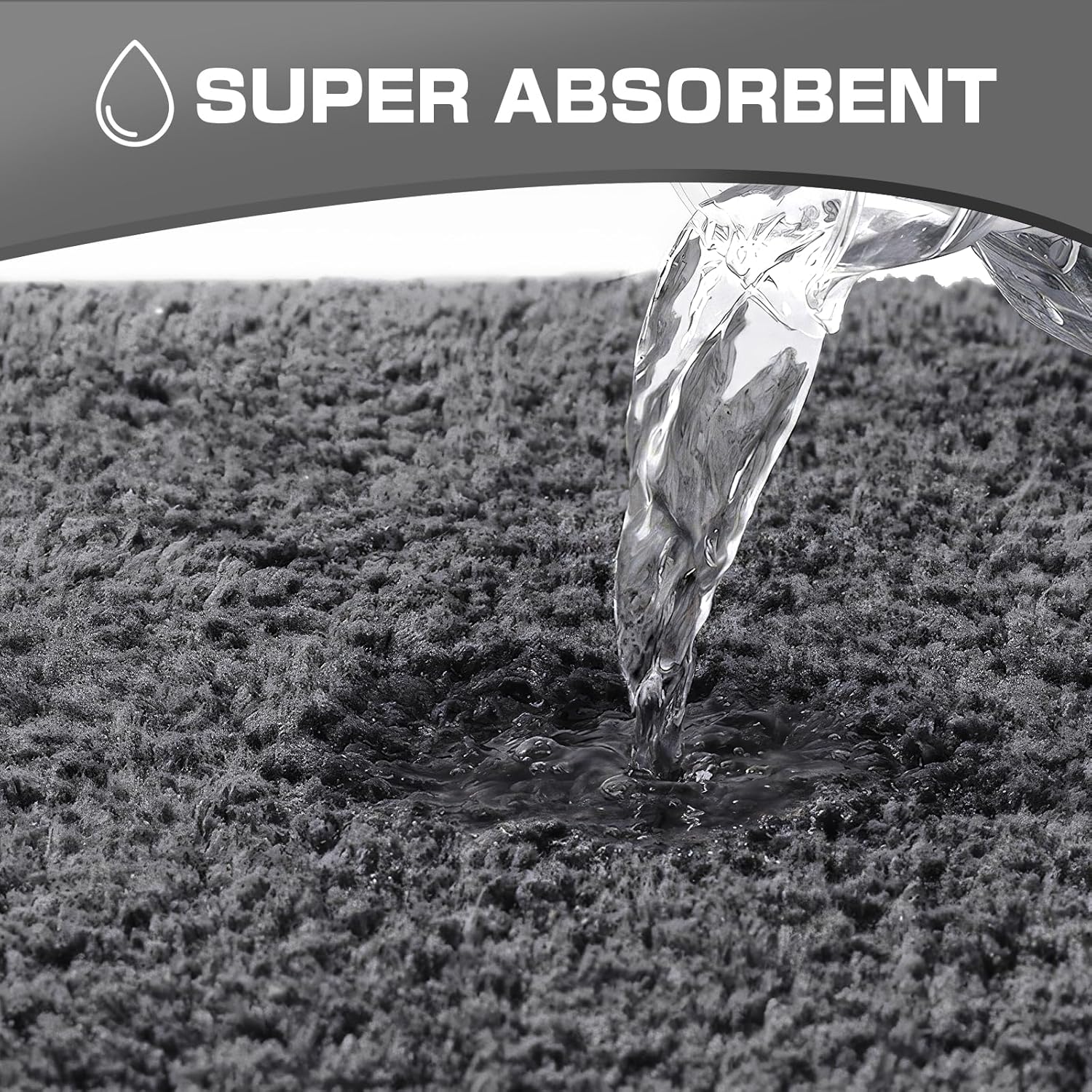 Thumbnail 4 de wyewye Mikrofaser-Badematte, Türmatte 60x120 cm Dunkelgrau – 2 cm Dicke