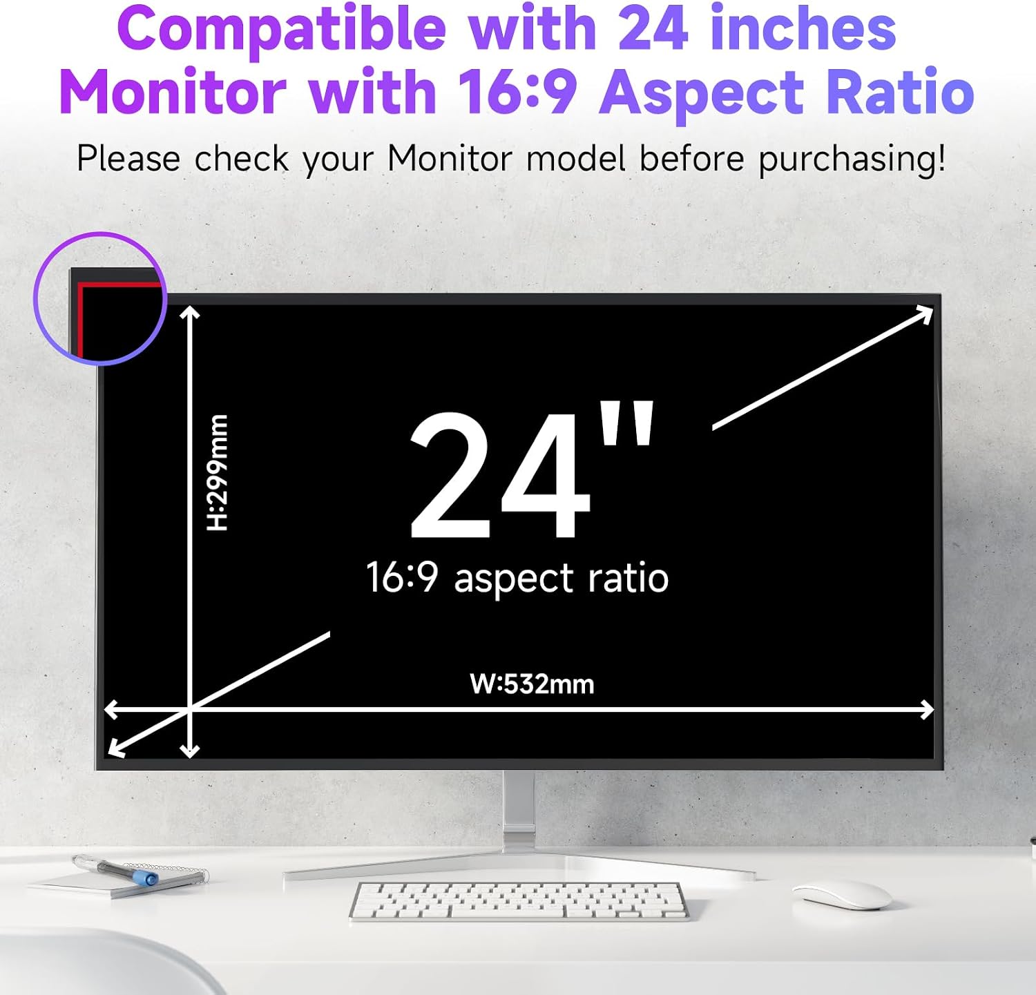 Thumbnail 5 de IPROKKO 24 Inch Anti Blue Light Screen Protector