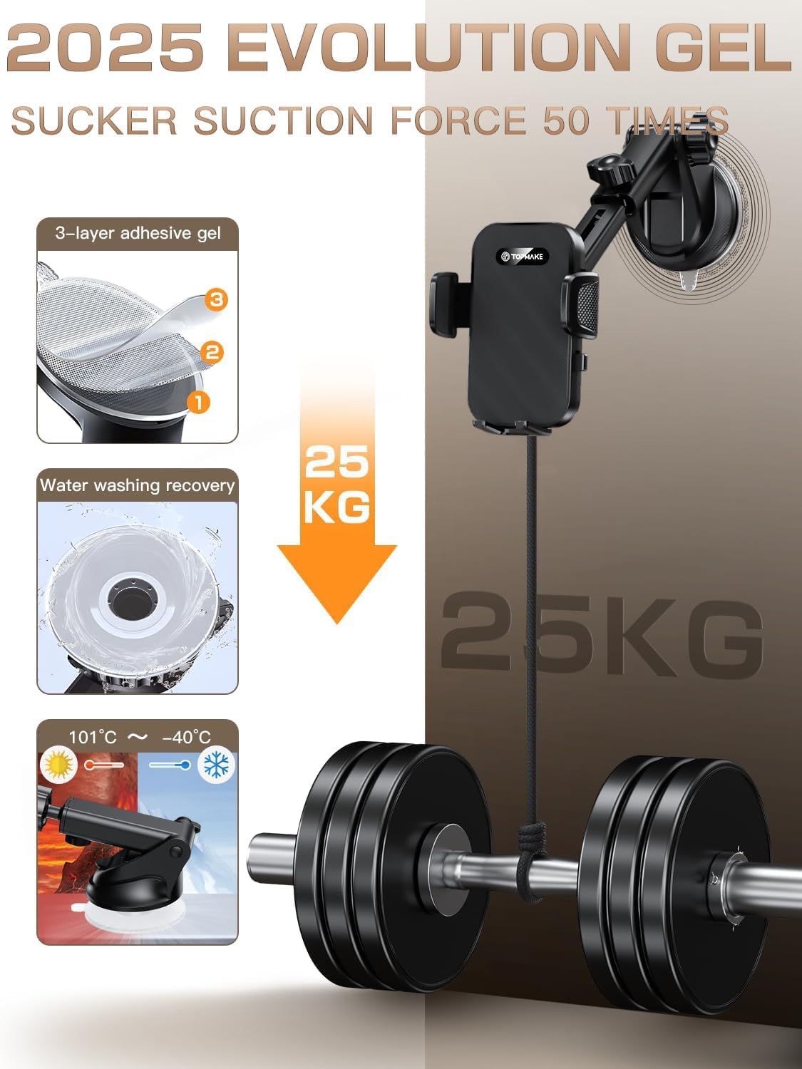 Detalle 2 de Topmake 3-in-1 Car Phone Holder Mount
