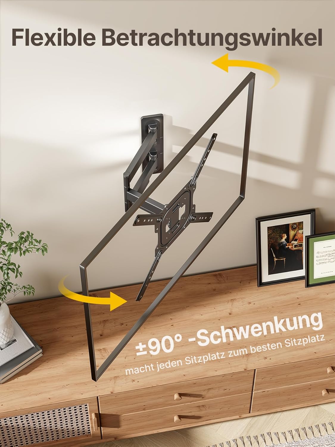 Thumbnail 4 de monTEK TV Wandhalterung 23–65 Zoll – schwenkbar, neigbar, 423 mm Auszug, VESA bis 400x400 mm