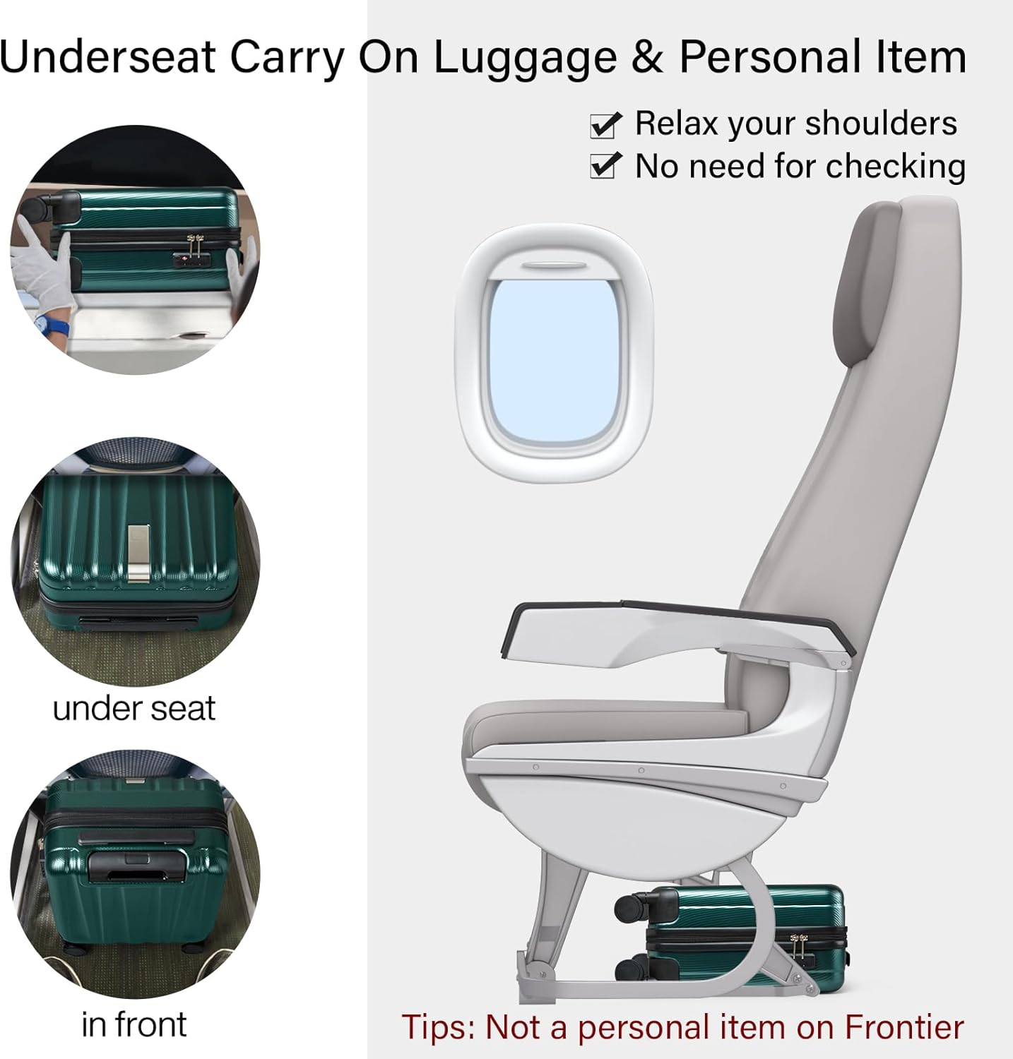 Thumbnail 2 de Hanke 14 Inch Hardshell Cabin Suitcase with TSA Lock and 4 Double Spinner Wheels