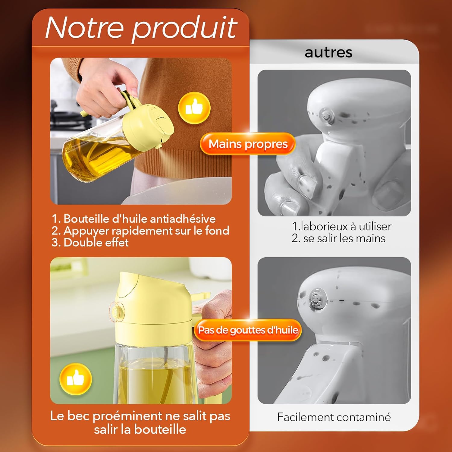 Detalle de YARRAMATE OS-Pomelo oliespray- en schenkfles van glas, 470 ml