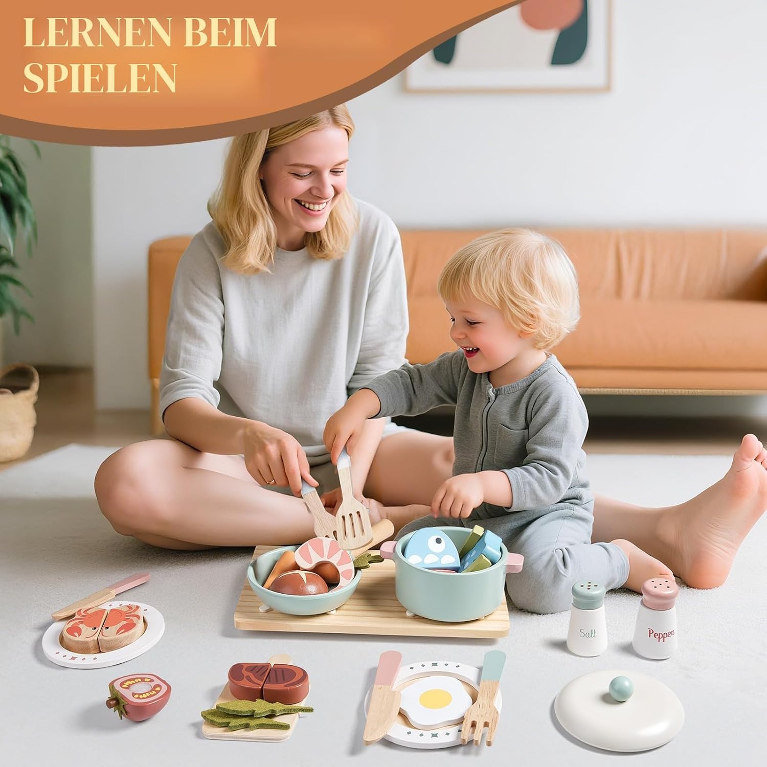 Thumbnail 4 de Holzspielzeug-Küchenzubehör: Topf- und Pfannenspielset für Kinder (3–5 Jahre)