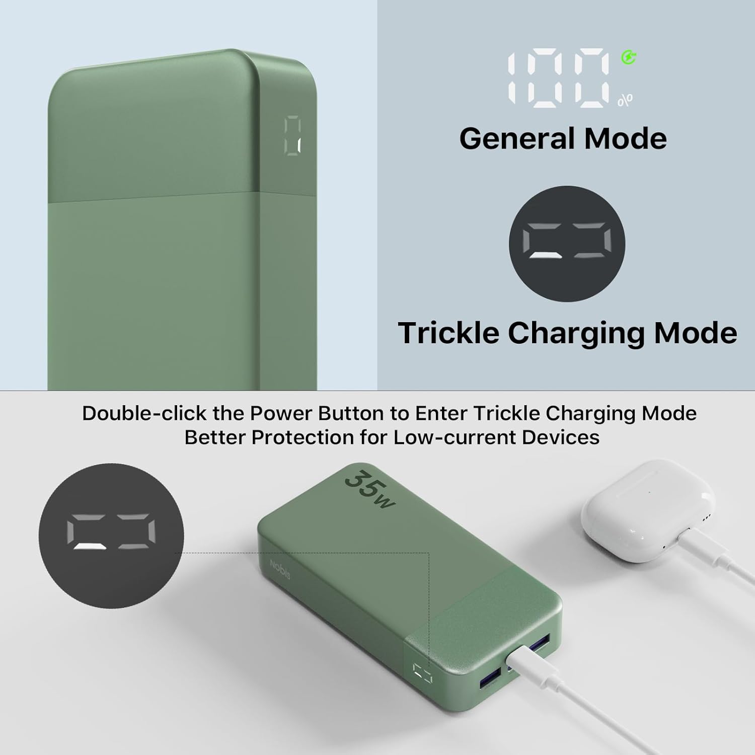 Thumbnail 4 de NOBIS 35W Power Bank 20000mAh with USB-C fast charging, 4 ports and LED display (Green)