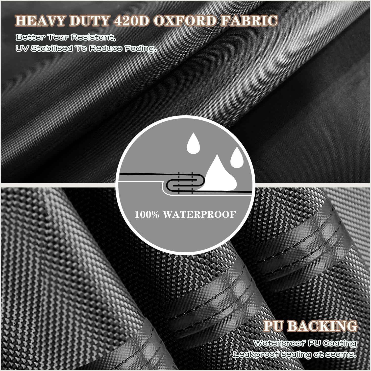 Thumbnail 2 de PATIO PLUS Outdoor Garden Loveseats Cover (2-Seater) in Black, 420D Oxford Waterproof Tough Cover
