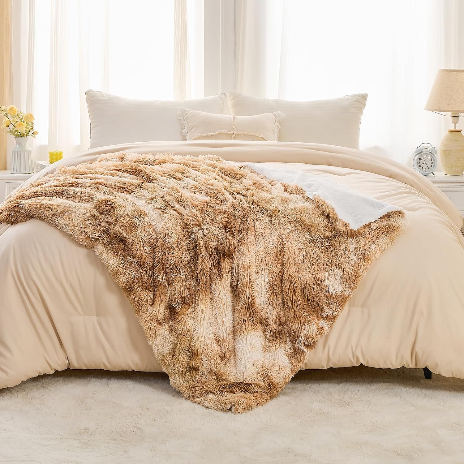 Detalle de EMME Faux Fur Blanket 150 x 200 cm cosy throw ๐