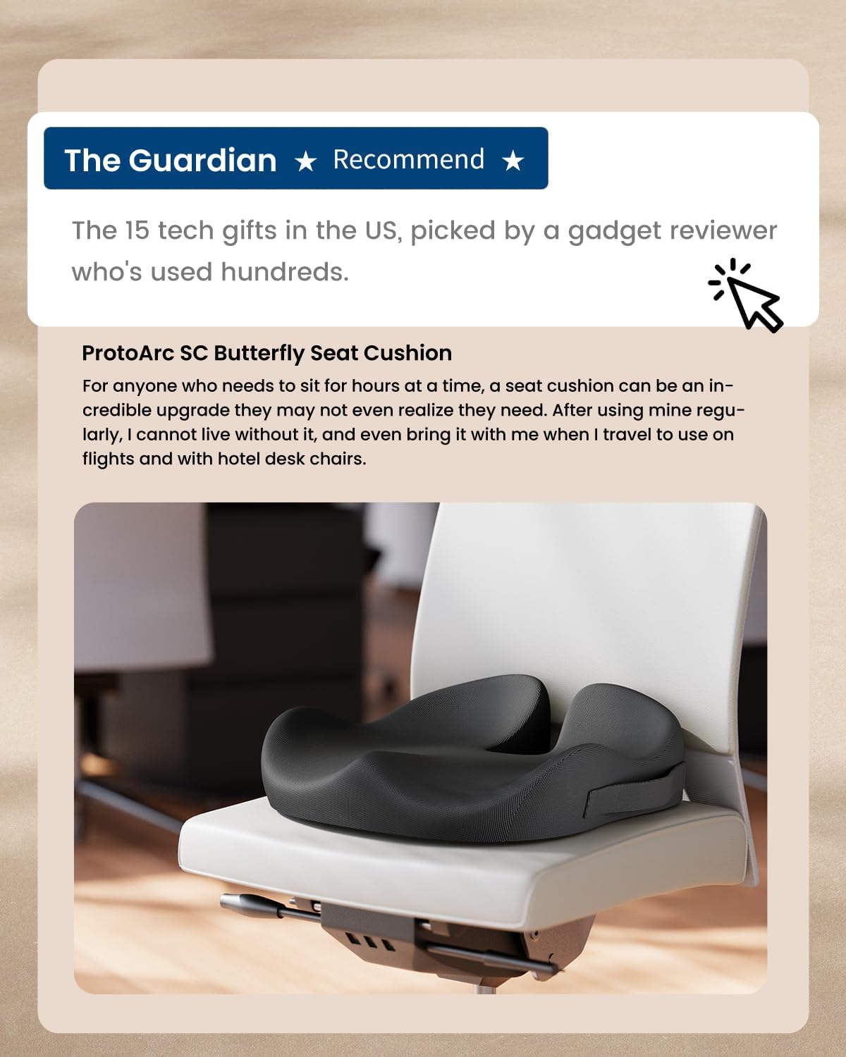 Detalle 2 de ProtoArc Sitzkissen mit U-Form und Memory-Schaum – ergonomisches Kissen für Bürostuhl, Rollstuhl, Auto & Flugzeug