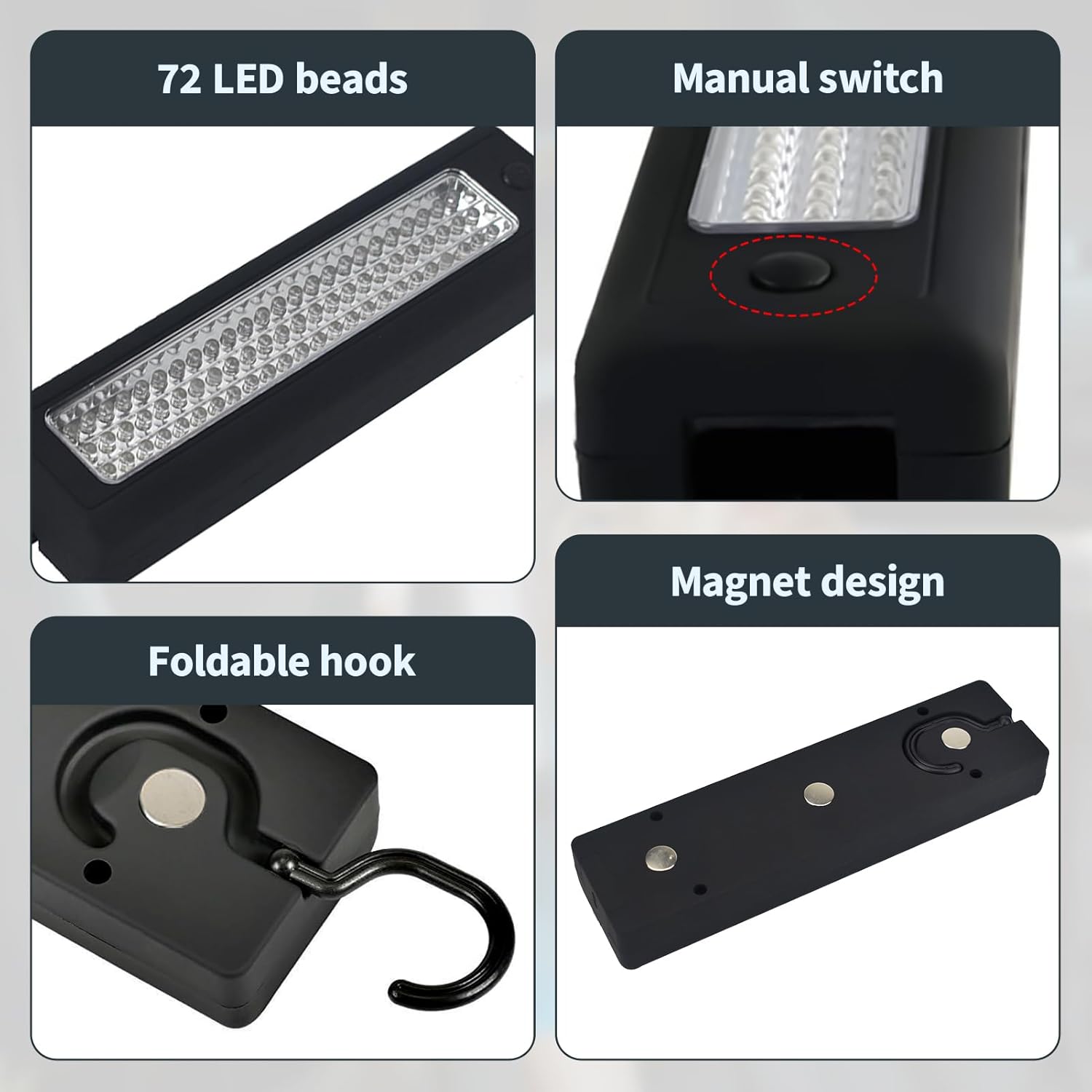 Detalle de 72 LED Magnetic Work Light — Ultra Bright DIY Inspection Lamp with Hanging Hook