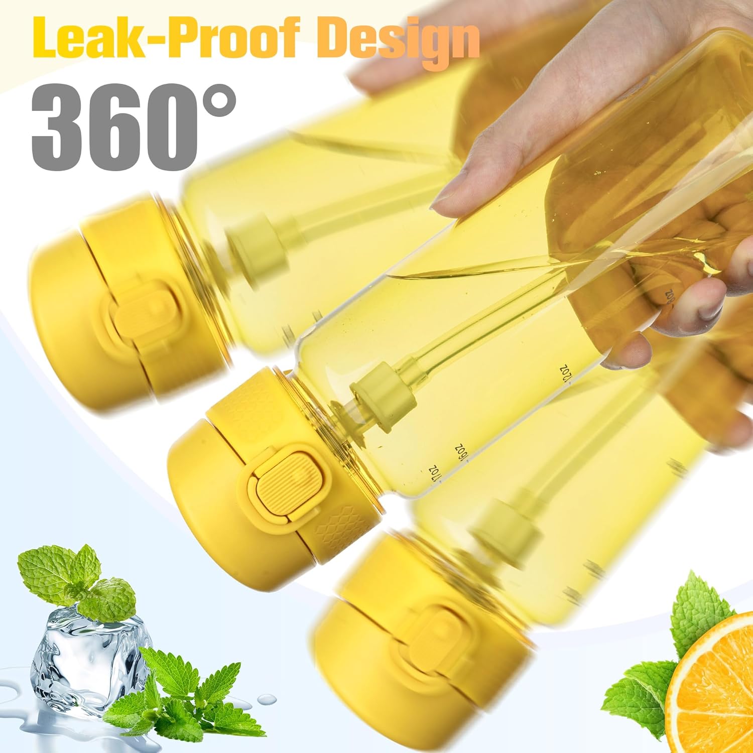 Thumbnail 4 de GOPPUS 500ml Clear Tritan Water Bottle with Straw, Flip Top Lid & Carry Handle