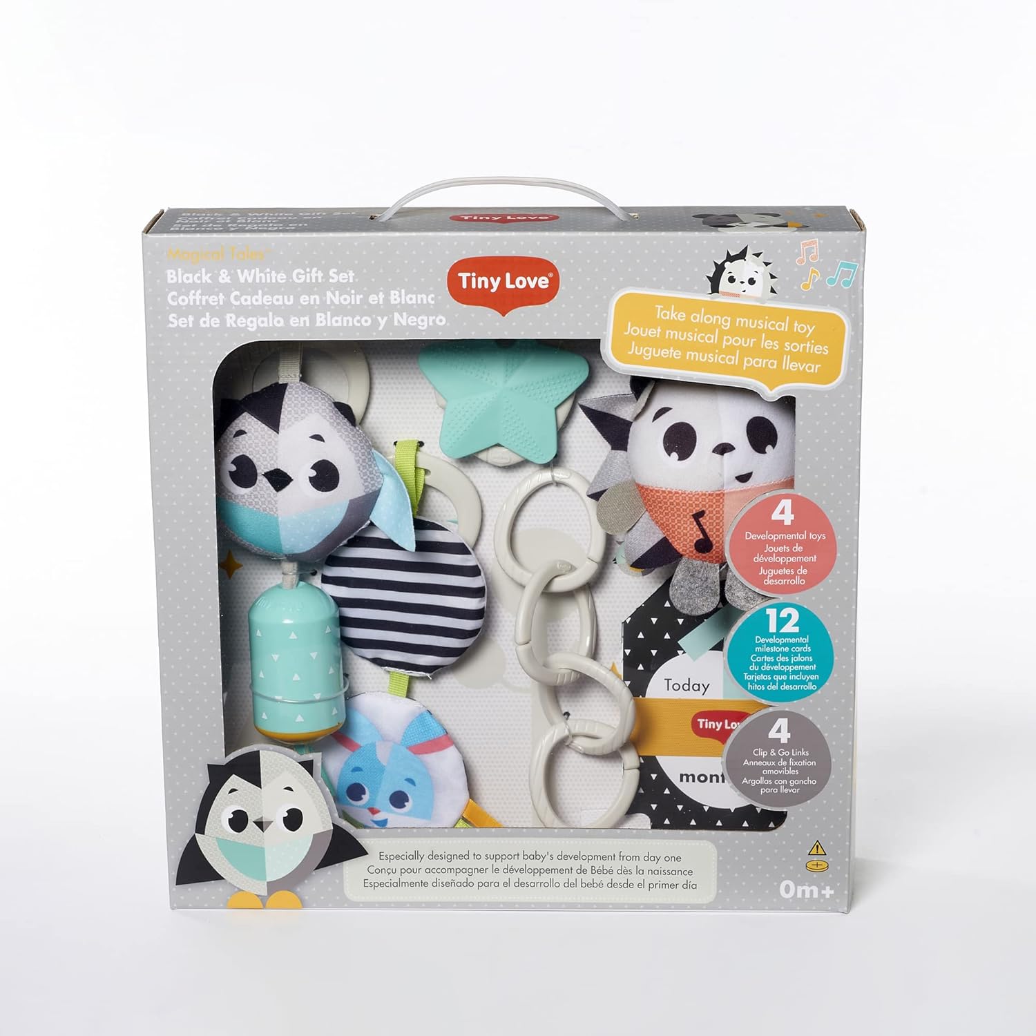 Detalle de Tiny Love Magical Tales Black & White Geschenkset – Baby-Geschenkset mit Entwicklungsspielzeug (0m+)