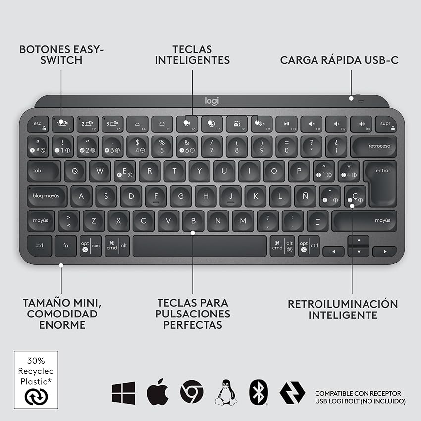 Thumbnail 6 de Logitech MX Keys Mini teclado 10 días Gris oscuro