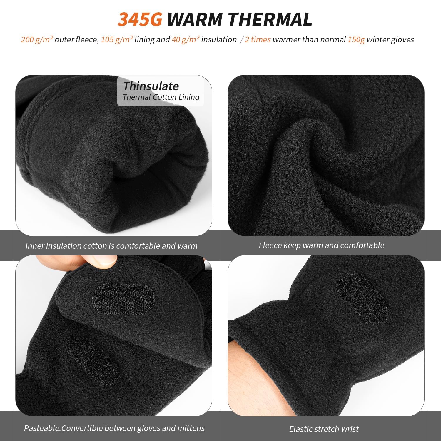 Detalle de OZERO Convertible Winter Gloves, Model 9042