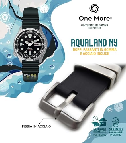 Detalle de Generico Cinturino in Gomma da 20/22/24 mm compatibile con Promaster Aqualand – universale per Sub Diver sport Black (24mm)