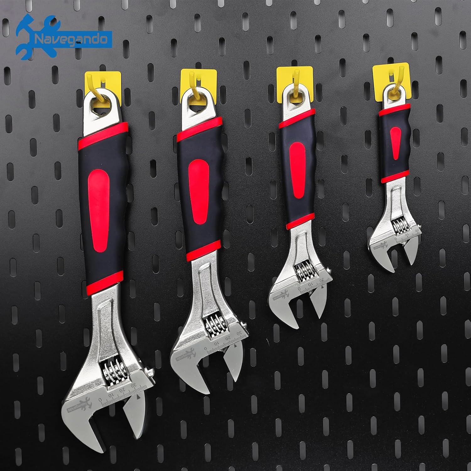 Detalle de Navegando adjustable wrench sets 4-Piece Adjustable Wrench Set with Rubber Grips