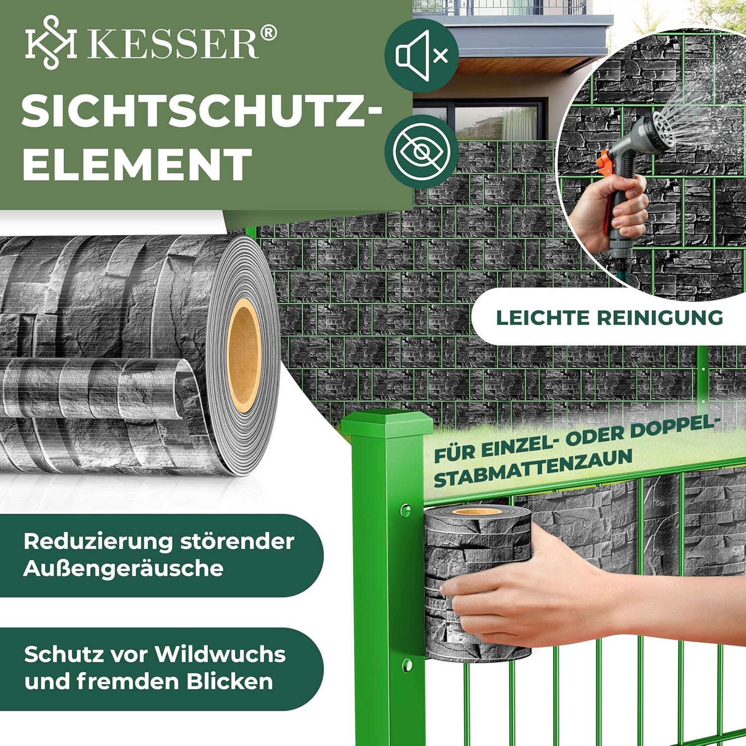 Thumbnail 1 de KESSER PVC Sichtschutzstreifen für Doppelstabmattenzaun – 19 cm x 35 m, Anthrazit