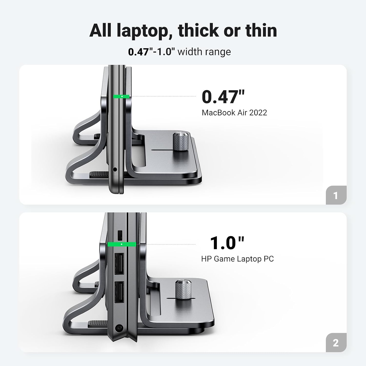 Detalle de UGREEN Vertical Laptop Stand 1 aluminium laptop holder