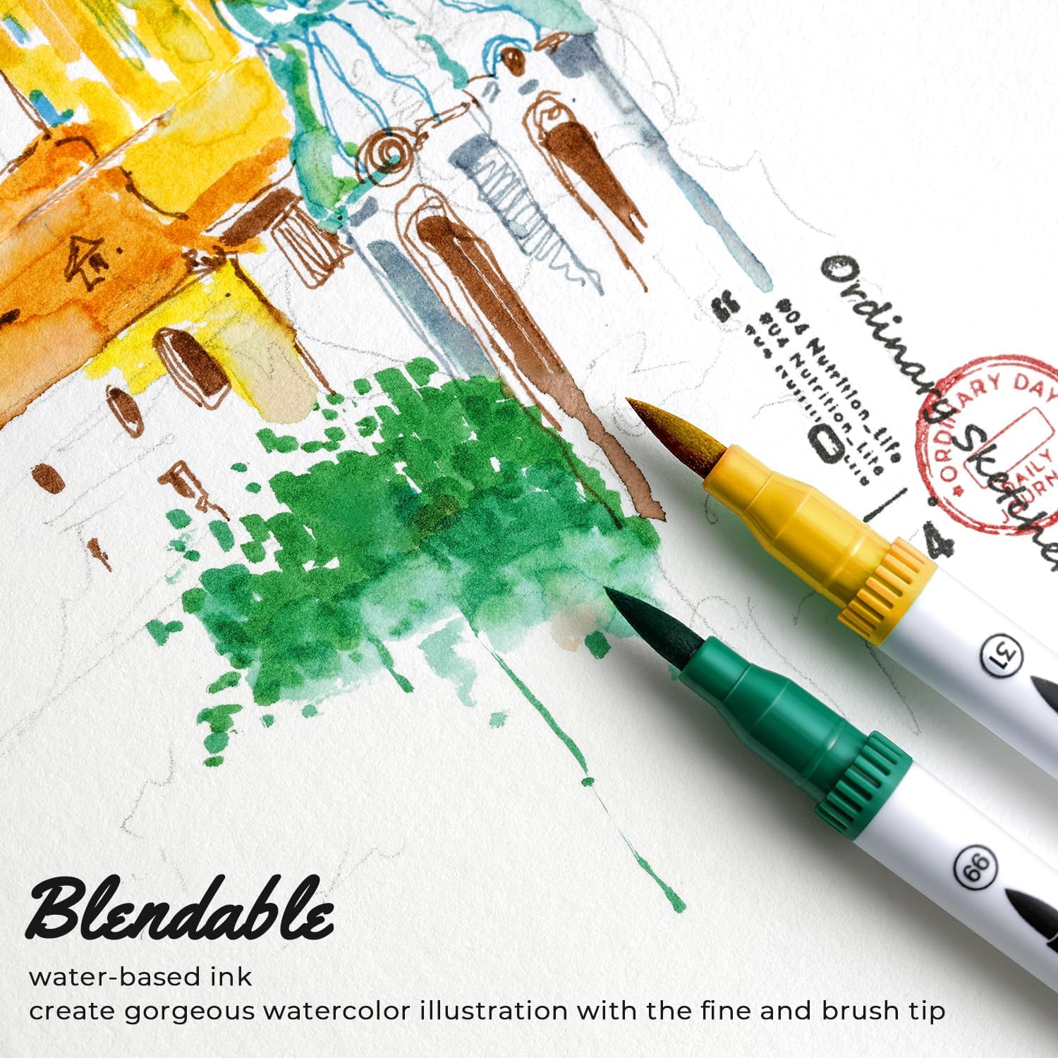 Detalle de Ohuhu 36 Colours Dual Tips Colouring Pens (Maui Series) with Brush Tip & Fineliner