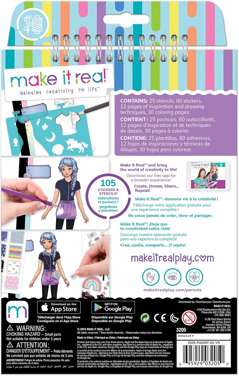 Thumbnail 1 de Make It Real Fashion Design Sketchbook Pastel Pop: quaderno da disegno con stencil e adesivi