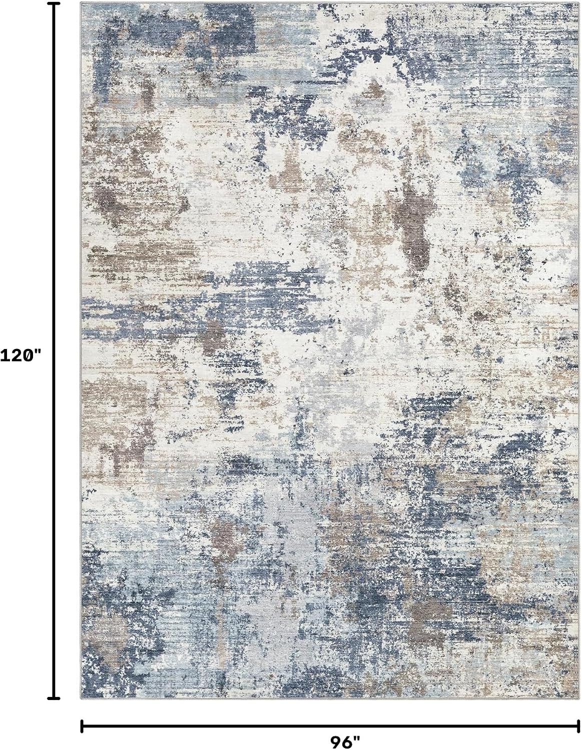 Detalle de UERMEI 8x10 Neutral Abstract Washable Area Rug in Denim Blue