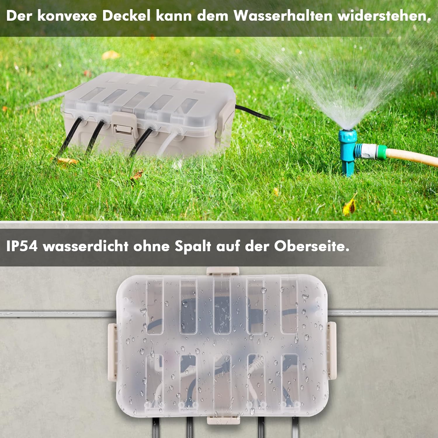 Detalle de Restmo Extra große wasserdichte Kabelbox (IP54) für Outdoor-Kabel, transparenter Deckel – 32 x 22 x 13 cm