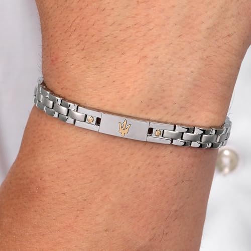 Detalle de Maserati JEWELS Bracciale Uomo in Acciaio Placcato Oro JM420ATH05