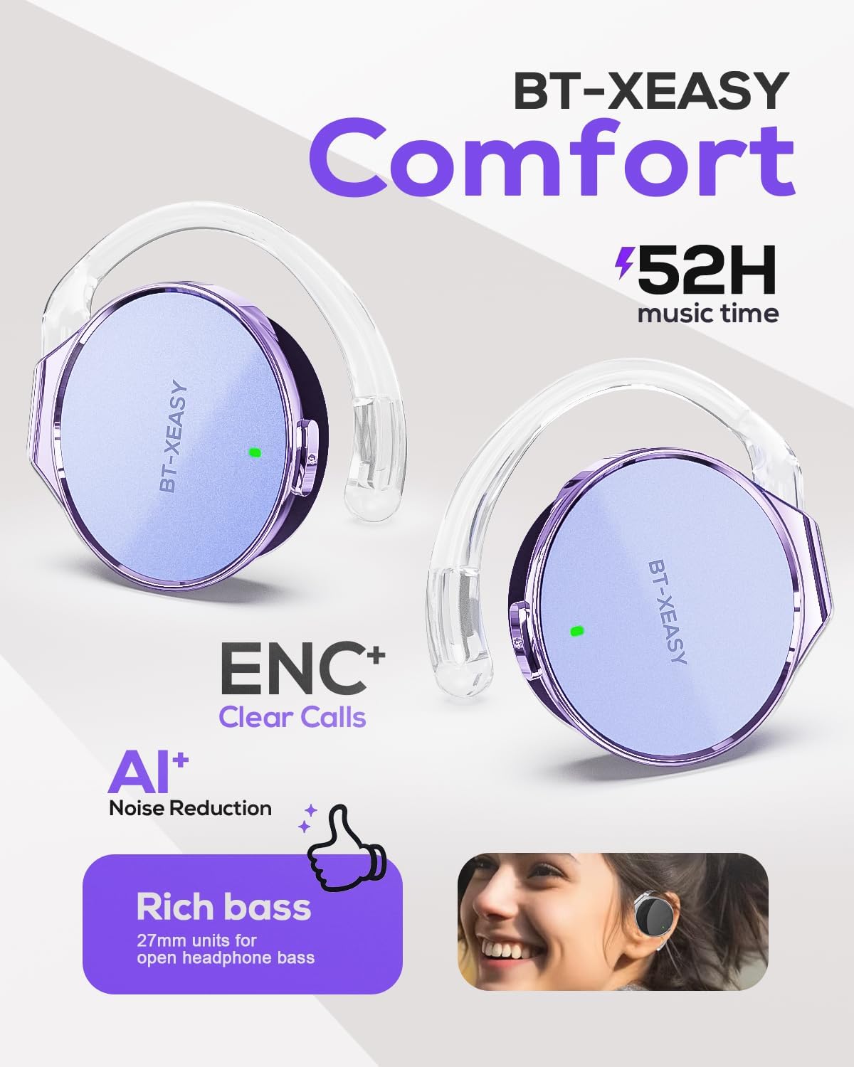 Detalle 2 de Micool Open-Ear Bluetooth-Kopfhörer BT-X Easy Clip-On mit ANC/ENC, 5.4, inkl. Ladecase