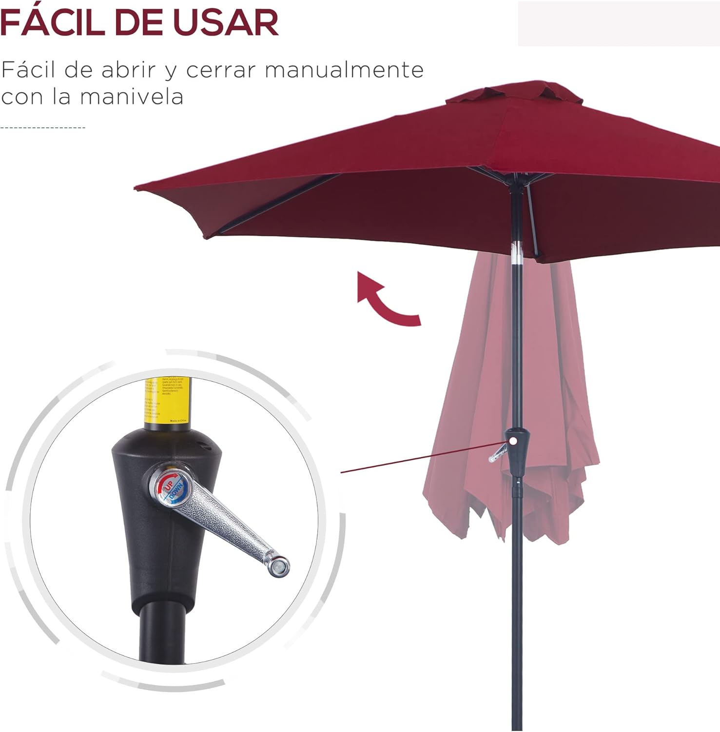 Thumbnail 2 de Outsunny Sombrilla de Jardín Reclinable Ø260cm ☂