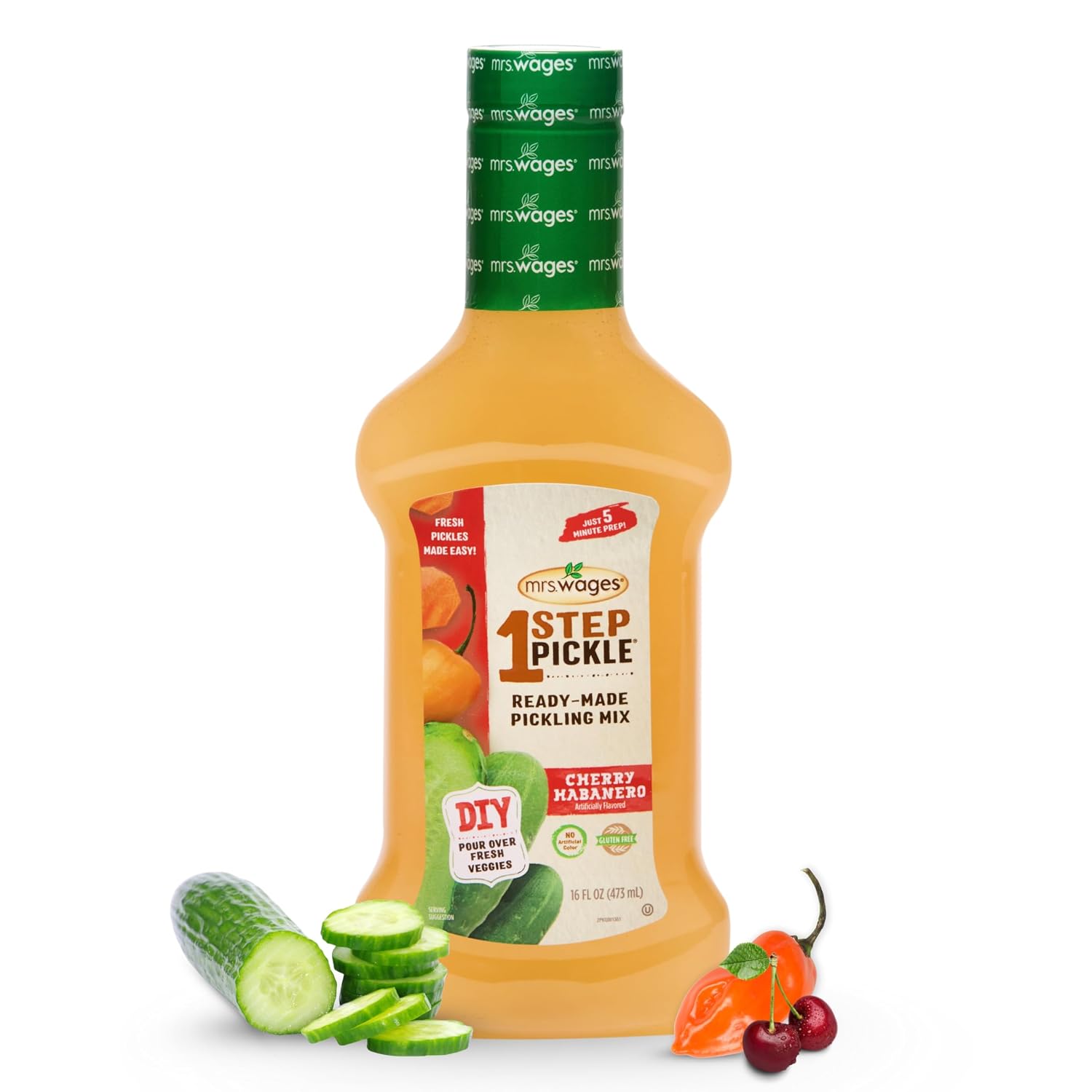 Detalle de Mrs. Wages 1 Step Pickle Cherry Habanero Mix, 6 x 16 fl oz Bottles