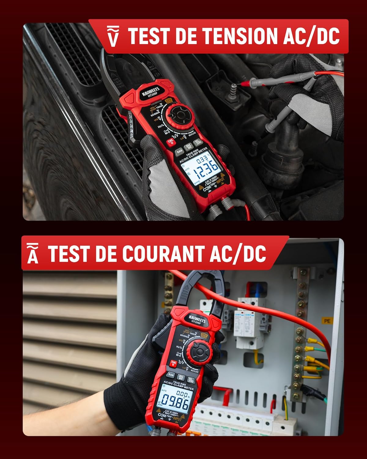 Thumbnail 5 de KAIWEETS HT208F pince ampèremétrique 1000 A 🛠️