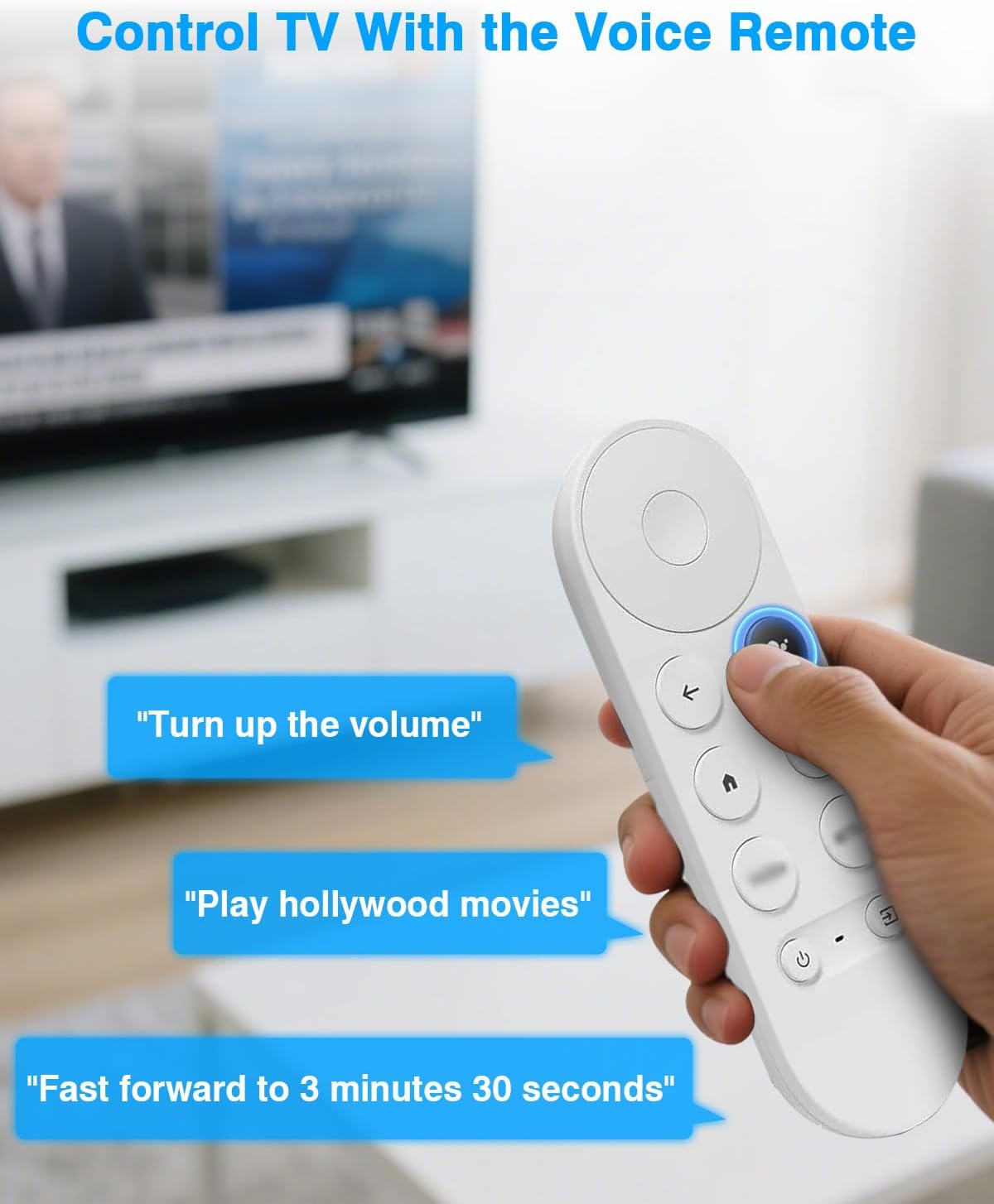 Detalle 2 de Replacement Voice Remote for Google Chromecast Snow Series (HD/4K) with Voice Control