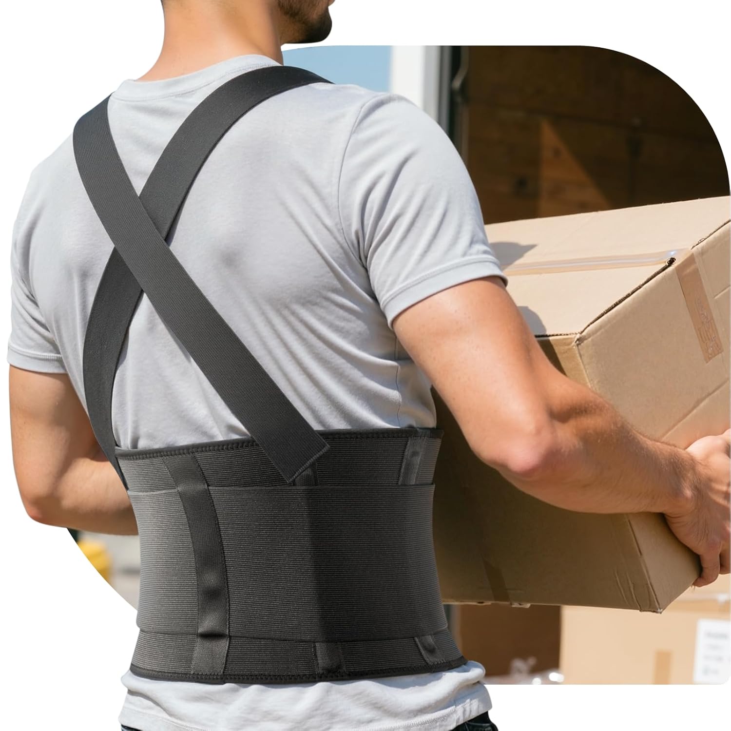 Detalle de SOLOEVER Work Back Brace: Adjustable Lower Back Support for Heavy Lifting
