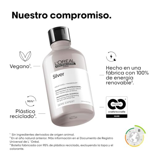 Detalle 2 de L'Oréal Professionnel Champú Silver para Pelo Rubio, 500 ml