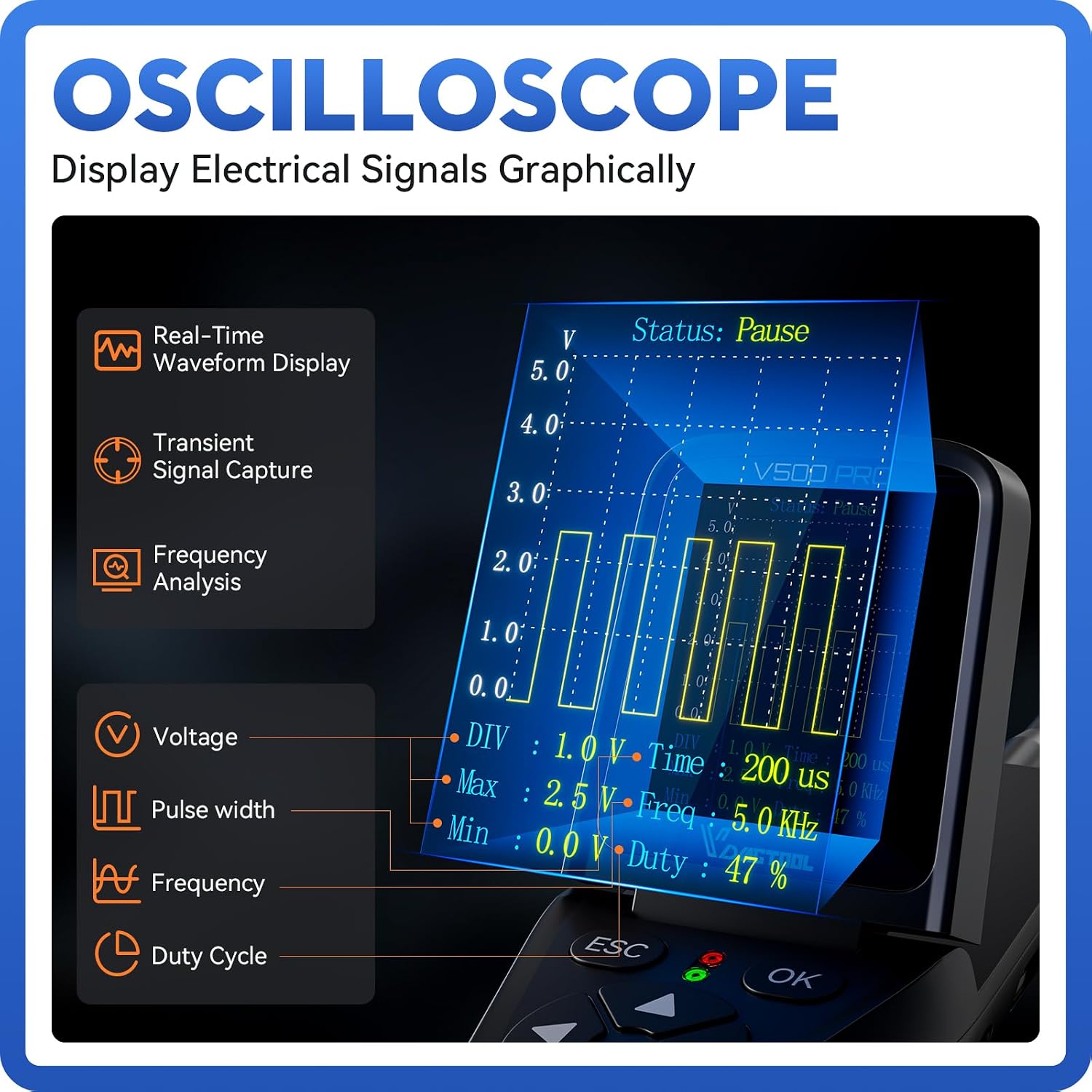 Detalle de VDIAGTOOL V500 Pro VDT-V500-PRO Automotive Circuit Tester with Oscilloscope