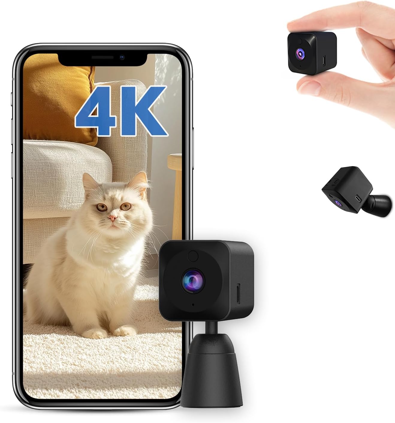 Detalle de Mini Telecamera Wifi Interno 4K HD AOBOCAM: sorveglianza discreta e versatile per casa, auto e bambini